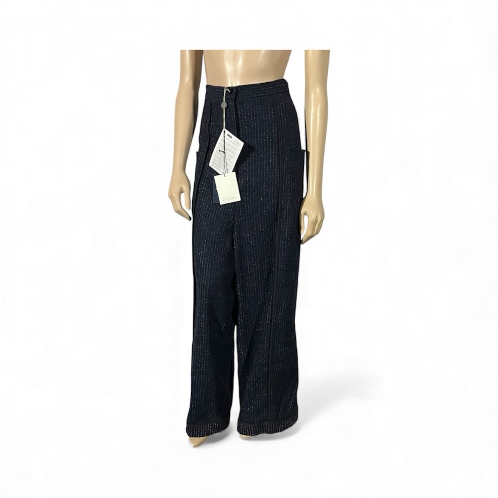 Ballantyne Wool Navy Pinstripe Wideleg pants